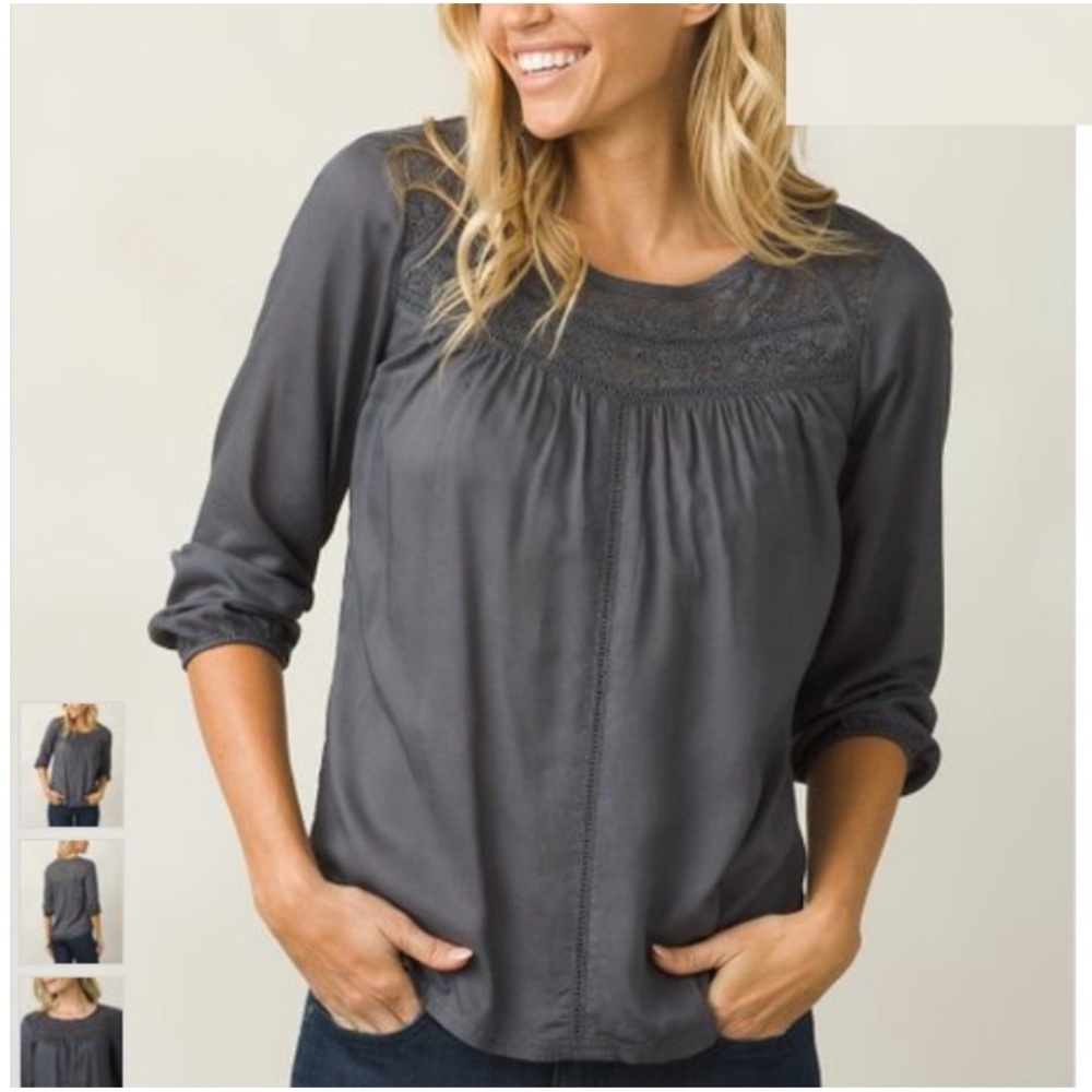 NWT PrAna Robyn Top in “Coal” Grey (Size XL)
